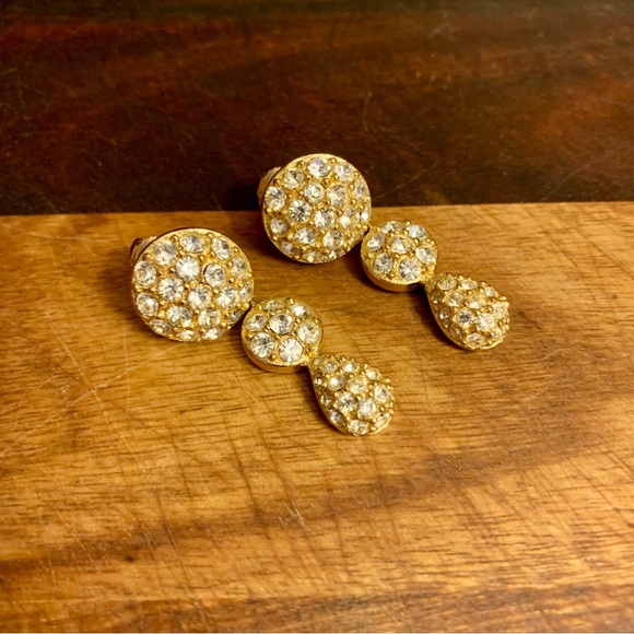 Vintage Christian Dior Gold Tone Clip On Hollywood Regency Rhinestones - Picture 5 of 7